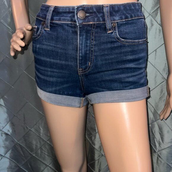 Aeropostale Premium Seriously Stretchy High-Rise Denim Midi Shorts Sz 00‎ - Picture 2 of 7